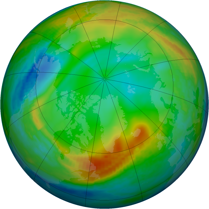 Arctic ozone map for 27 December 1990